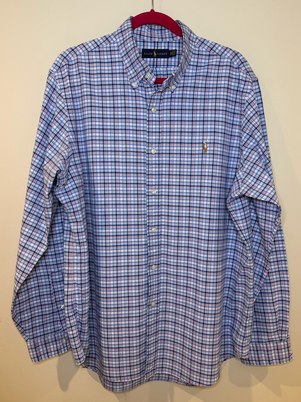 Ralph Lauren Multi-Check Button-Down Shirt in Blue and White